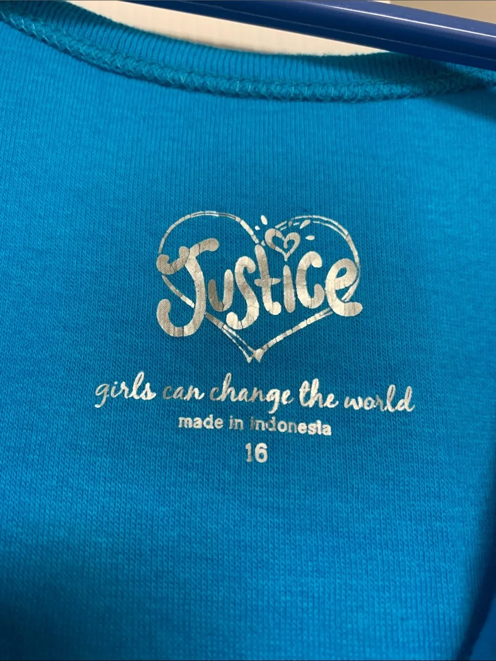 Justice Girls' Turquoise Logo Tank